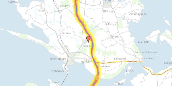 Trafikstøjkort på Fiskebækgårdsvej 4, 4760 Vordingborg