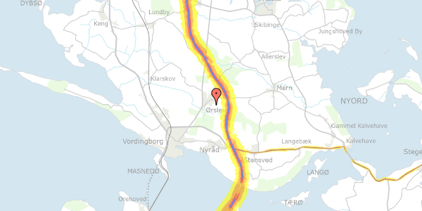 Trafikstøjkort på Fiskebækgårdsvej 108, 4760 Vordingborg