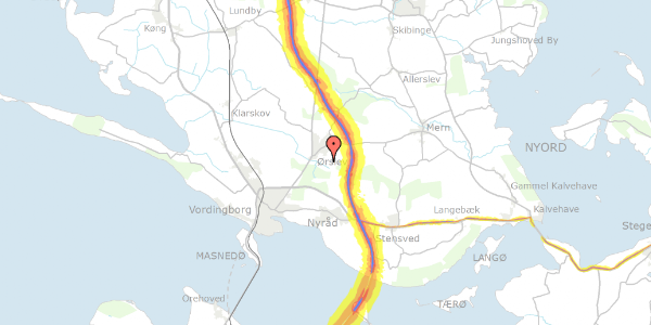 Trafikstøjkort på Fragevej 69, 4760 Vordingborg