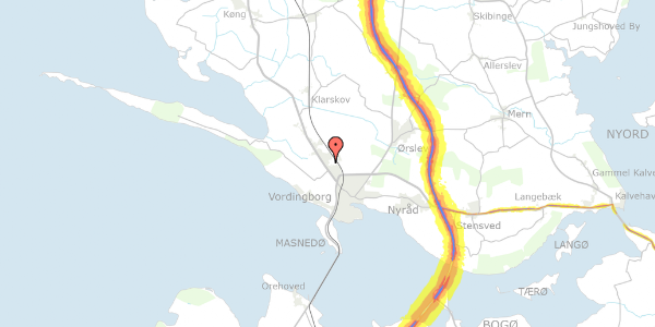 Trafikstøjkort på Freiasvej 16, 4760 Vordingborg