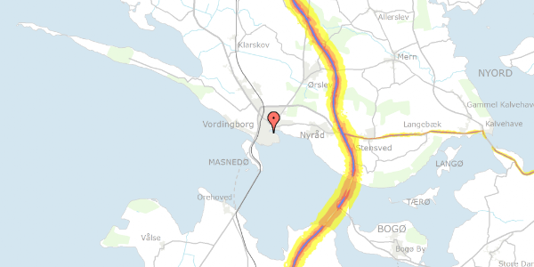 Trafikstøjkort på Færgegaardsvej 13, 4760 Vordingborg