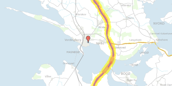 Trafikstøjkort på Færgegaardsvej 15E, . 1, 4760 Vordingborg