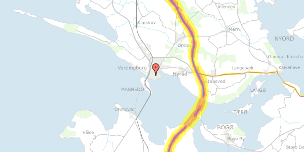 Trafikstøjkort på Færgegaardsvej 55, 4760 Vordingborg