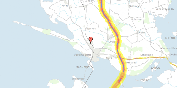 Trafikstøjkort på Granvej 16, 4760 Vordingborg