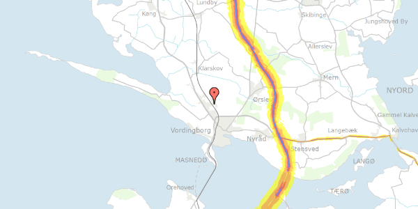 Trafikstøjkort på Granvej 38, 4760 Vordingborg