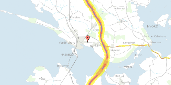 Trafikstøjkort på Grønlundsvej 2, 4760 Vordingborg