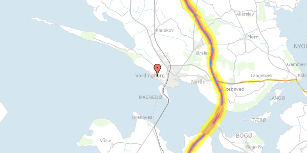 Trafikstøjkort på Havtornvej 14, 4760 Vordingborg