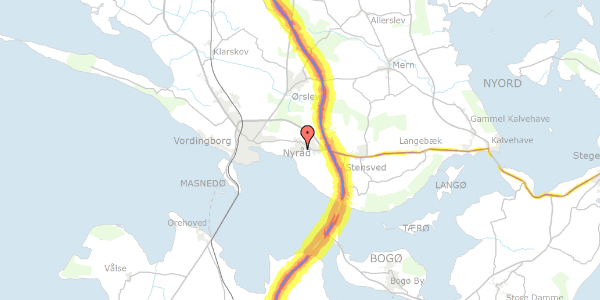 Trafikstøjkort på Hermelinvej 10, 4760 Vordingborg