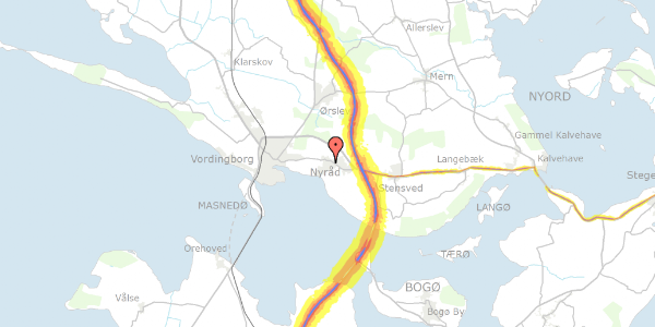 Trafikstøjkort på Hjortevænget 2, 4760 Vordingborg