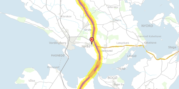 Trafikstøjkort på Hulemosevej 3, 4760 Vordingborg