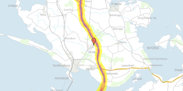 Trafikstøjkort på Høstvej 11, 4760 Vordingborg