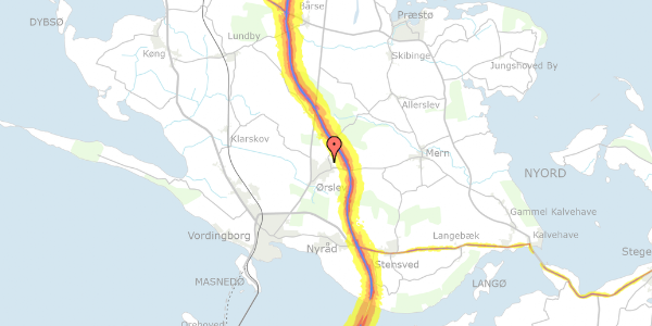 Trafikstøjkort på Høstvej 22, 4760 Vordingborg