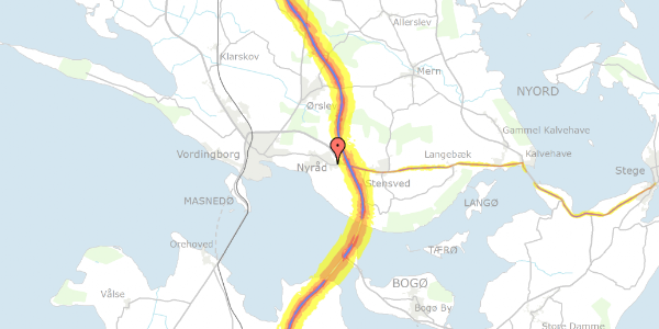 Trafikstøjkort på Kalvehavevej 10, 4760 Vordingborg