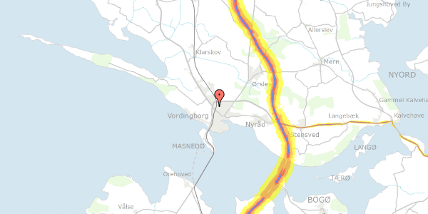 Trafikstøjkort på Kastanievej 9, 4760 Vordingborg