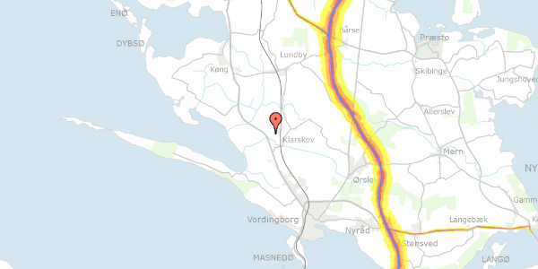 Trafikstøjkort på Klarskovvej 11, 4760 Vordingborg