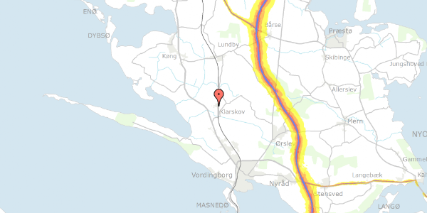 Trafikstøjkort på Klarskovvej 49, 4760 Vordingborg