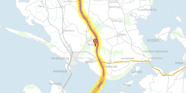 Trafikstøjkort på Kohavevej 24, 4760 Vordingborg