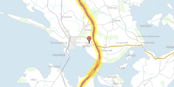 Trafikstøjkort på Krovej 2, 4760 Vordingborg