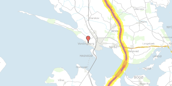 Trafikstøjkort på Kystvejen 33, 4760 Vordingborg