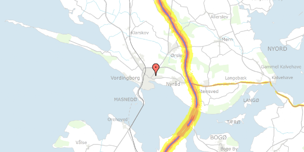 Trafikstøjkort på Københavnsvej 36, 4760 Vordingborg