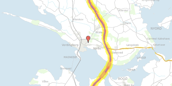 Trafikstøjkort på Københavnsvej 66, 4760 Vordingborg