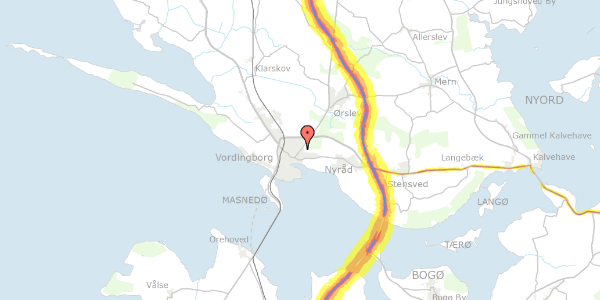 Trafikstøjkort på Københavnsvej 70, 4760 Vordingborg