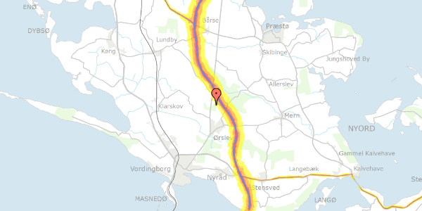 Trafikstøjkort på Københavnsvej 471, 4760 Vordingborg