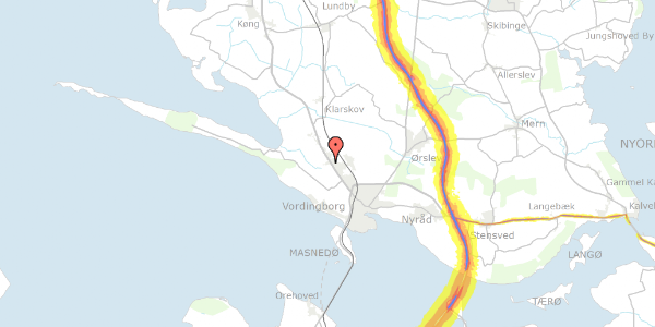 Trafikstøjkort på Langedvej 18, 4760 Vordingborg