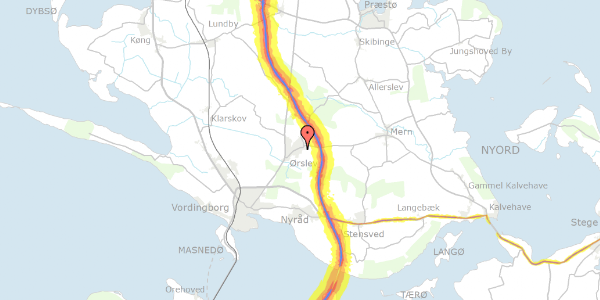 Trafikstøjkort på Lindevej 31, 4760 Vordingborg