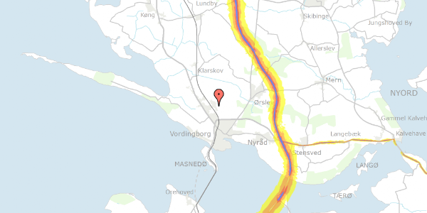 Trafikstøjkort på Linievej 9, 4760 Vordingborg