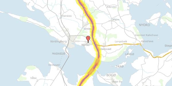 Trafikstøjkort på Mårvænget 2, 4760 Vordingborg