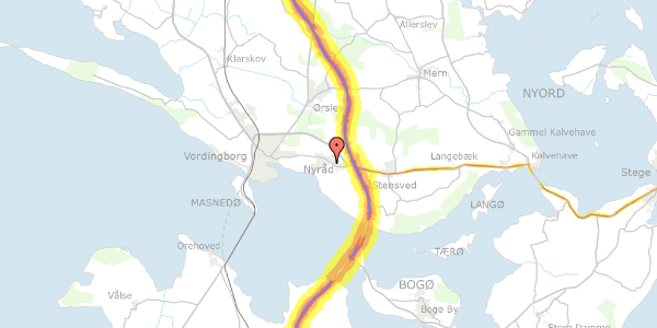 Trafikstøjkort på Mads Jensensvej 3, 4760 Vordingborg