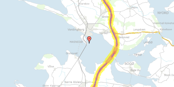 Trafikstøjkort på Masnedøvej 40, 4760 Vordingborg