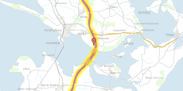 Trafikstøjkort på Melonvej 10, 4760 Vordingborg