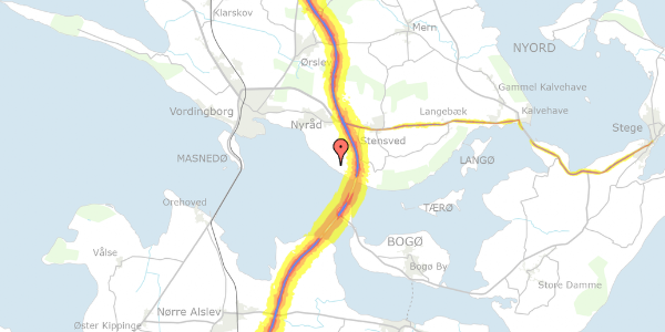 Trafikstøjkort på Morelvej 11, 4760 Vordingborg