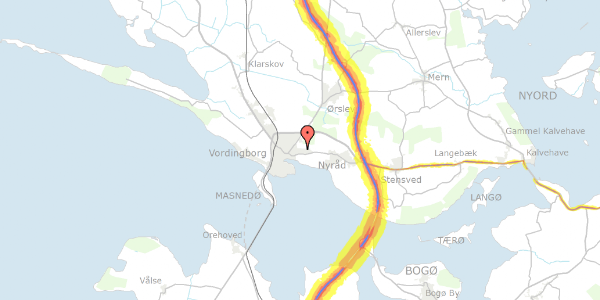 Trafikstøjkort på Morescovej 5, 4760 Vordingborg