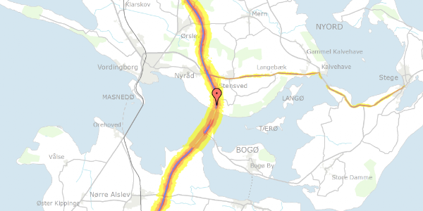 Trafikstøjkort på Mælkeurtvej 3, 4760 Vordingborg