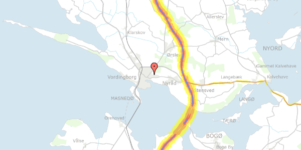 Trafikstøjkort på Møllevej 19, 4760 Vordingborg