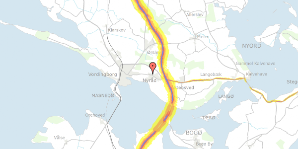 Trafikstøjkort på Nyraad Hovedgade 7, 4760 Vordingborg