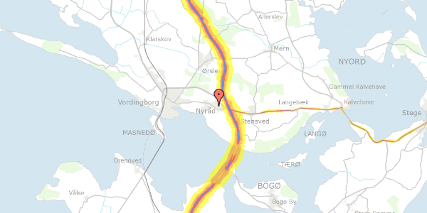 Trafikstøjkort på Nyraad Hovedgade 98, 4760 Vordingborg