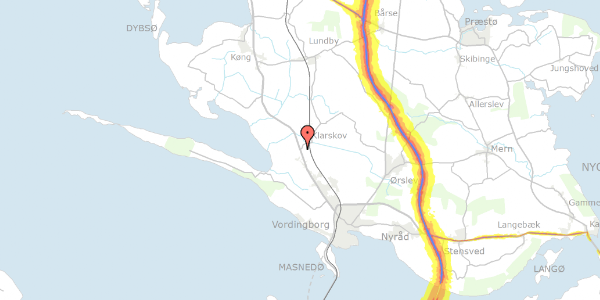 Trafikstøjkort på Næstvedvej 197, 4760 Vordingborg