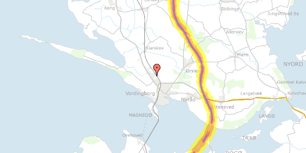 Trafikstøjkort på Odinsvej 8, 4760 Vordingborg