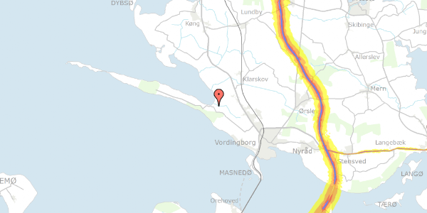 Trafikstøjkort på Orebyvej 62, 4760 Vordingborg