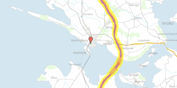 Trafikstøjkort på Orevej 15, 4760 Vordingborg