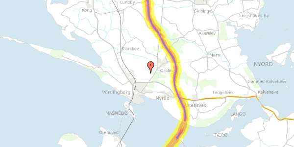 Trafikstøjkort på Ornebjergvej 41, 4760 Vordingborg