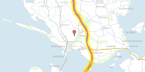 Trafikstøjkort på Ornebjergvej 58, 4760 Vordingborg