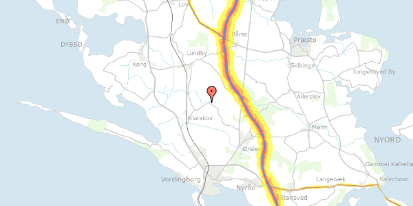 Trafikstøjkort på Over Vindingevej 53, 4760 Vordingborg