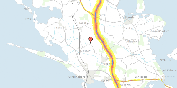 Trafikstøjkort på Over Vindingevej 61, 4760 Vordingborg