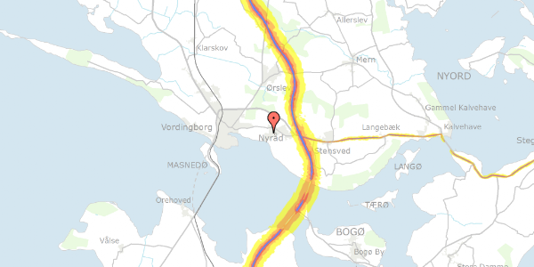 Trafikstøjkort på Sandbergvej 18, 4760 Vordingborg