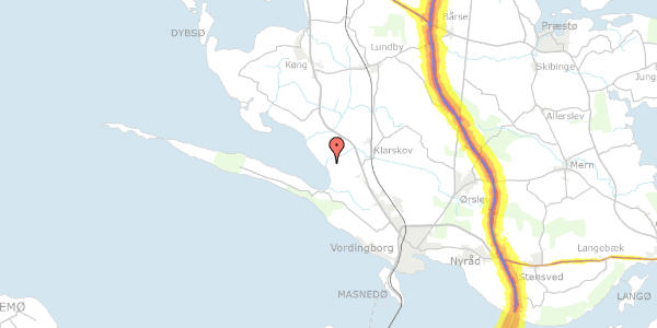 Trafikstøjkort på Sandløbervej 11, 4760 Vordingborg